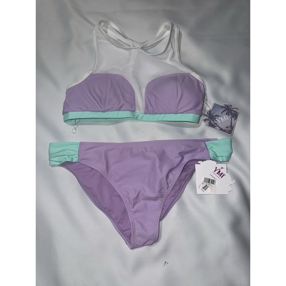 YMI 2 Pc Swimsuit Size XL Lavender And Teal Pastel  Bikini Bathing suit‎
